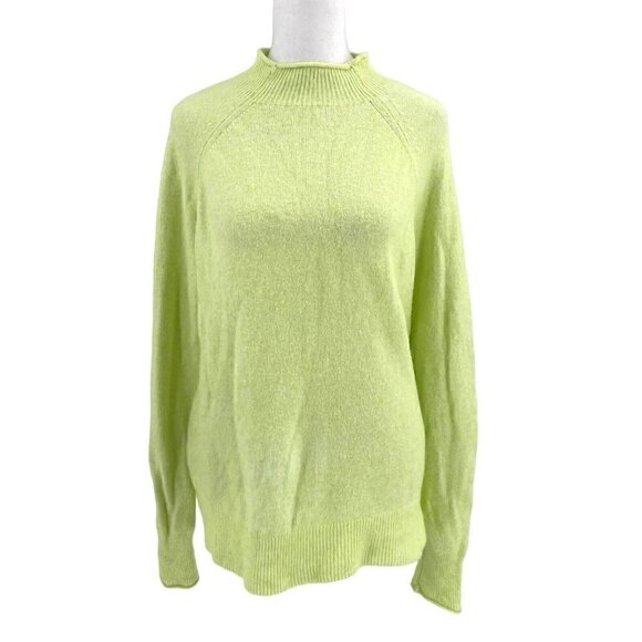 J. CREW Merino Wool Alpaca Blend Rollneck Pullover Sweater Lime Green sz Medium - Picture 1 of 6